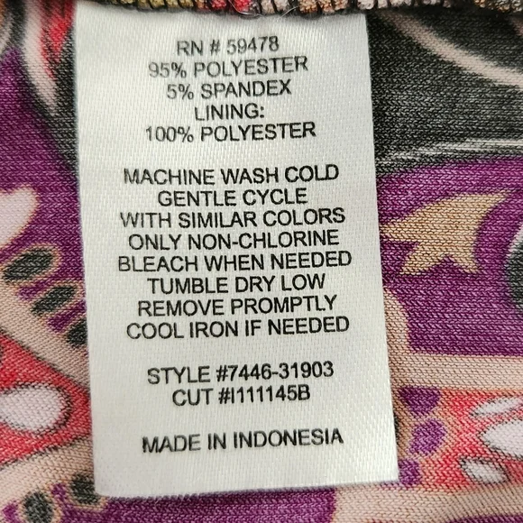 Carole Little Flutter Sleeve Midi Dress Paisley Size 4 Red Black Pink White - Picture 8 of 8